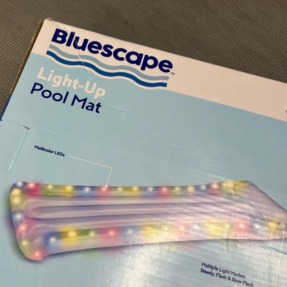 Bluescape Light-Up Inflatable Pool Float Mat Multicolor LED Lights Repair Patch